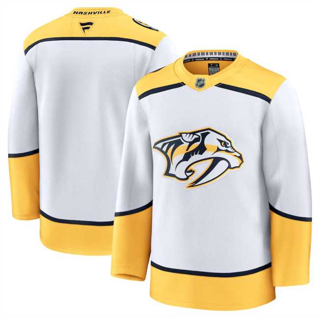 Mens Nashville Predators Custom White 2024-25 Away Stitched Hockey Jersey